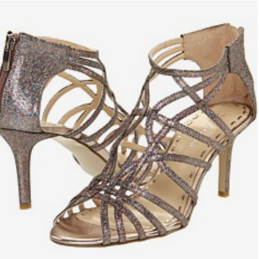 Enzo Angiolini Glittered Strappy Open Toe Sandal